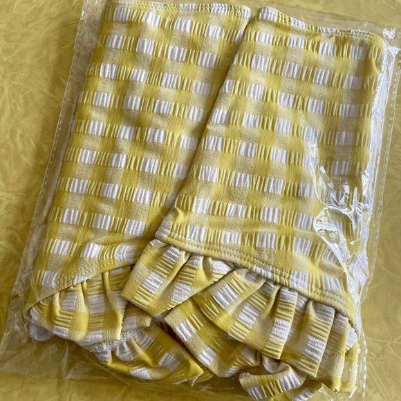 Paper London Maldives Bikini Bottom w/Frill Yellow Check Beach Bum Size XL - Picture 2 of 4